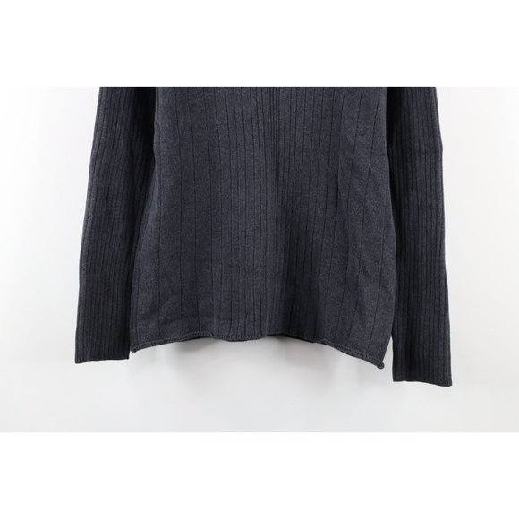 Vtg 90s Calvin Klein Womens Medium Faded Striped Ribbed Knit Turtleneck Sweater - Picture 3 of 7